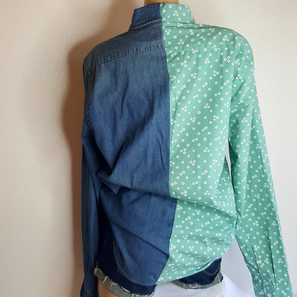 Express Multi Fabric 2 Toned Button Down 40/ M - image 7